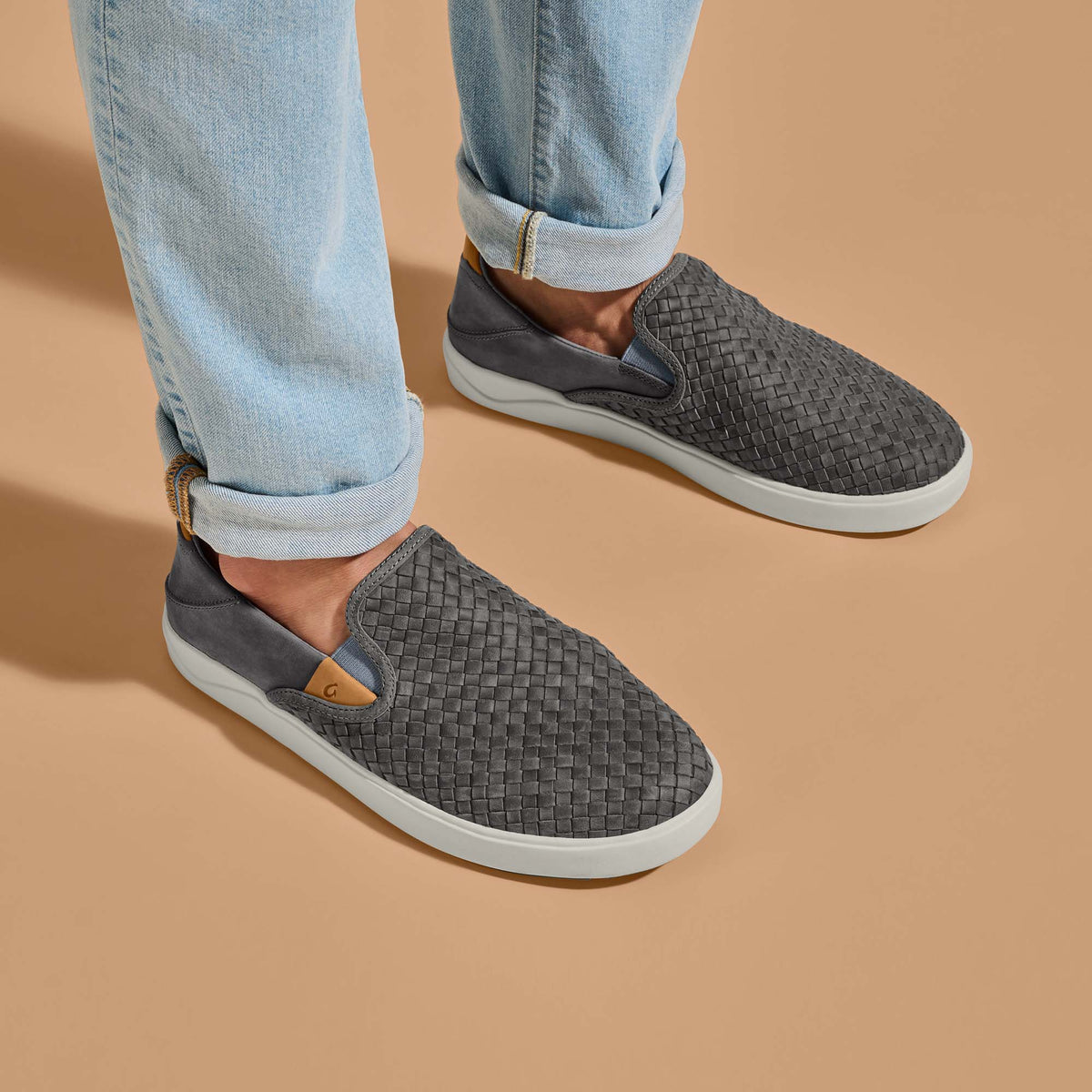 OluKai Lae‘ahi Lauhala Men's Leather Slip-On Sneakers - Men