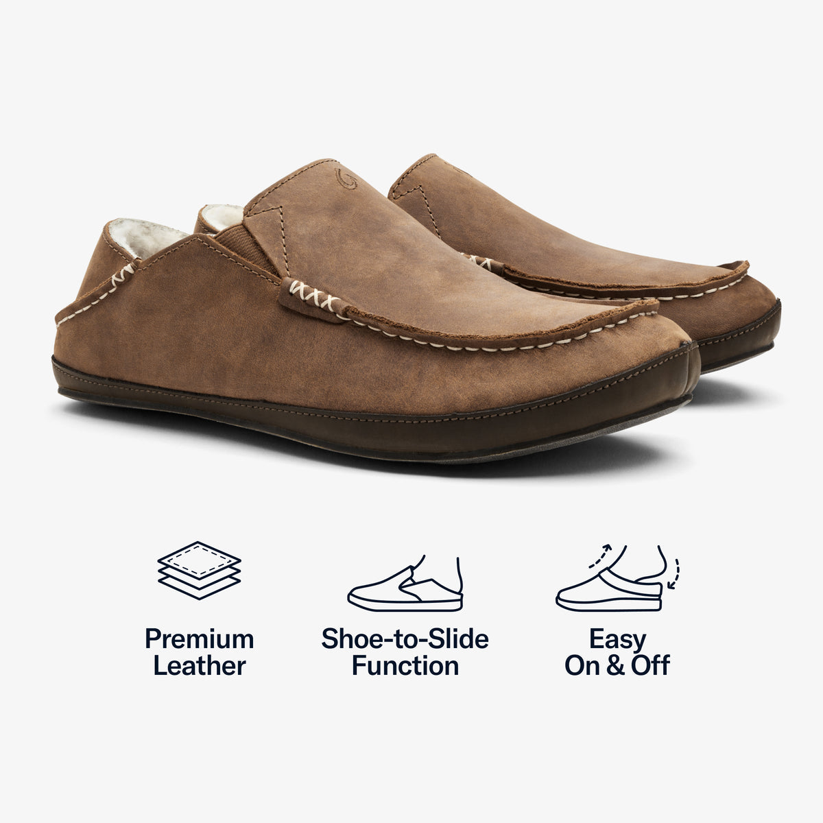 OluKai Moloā Men's Leather Slippers - Men
