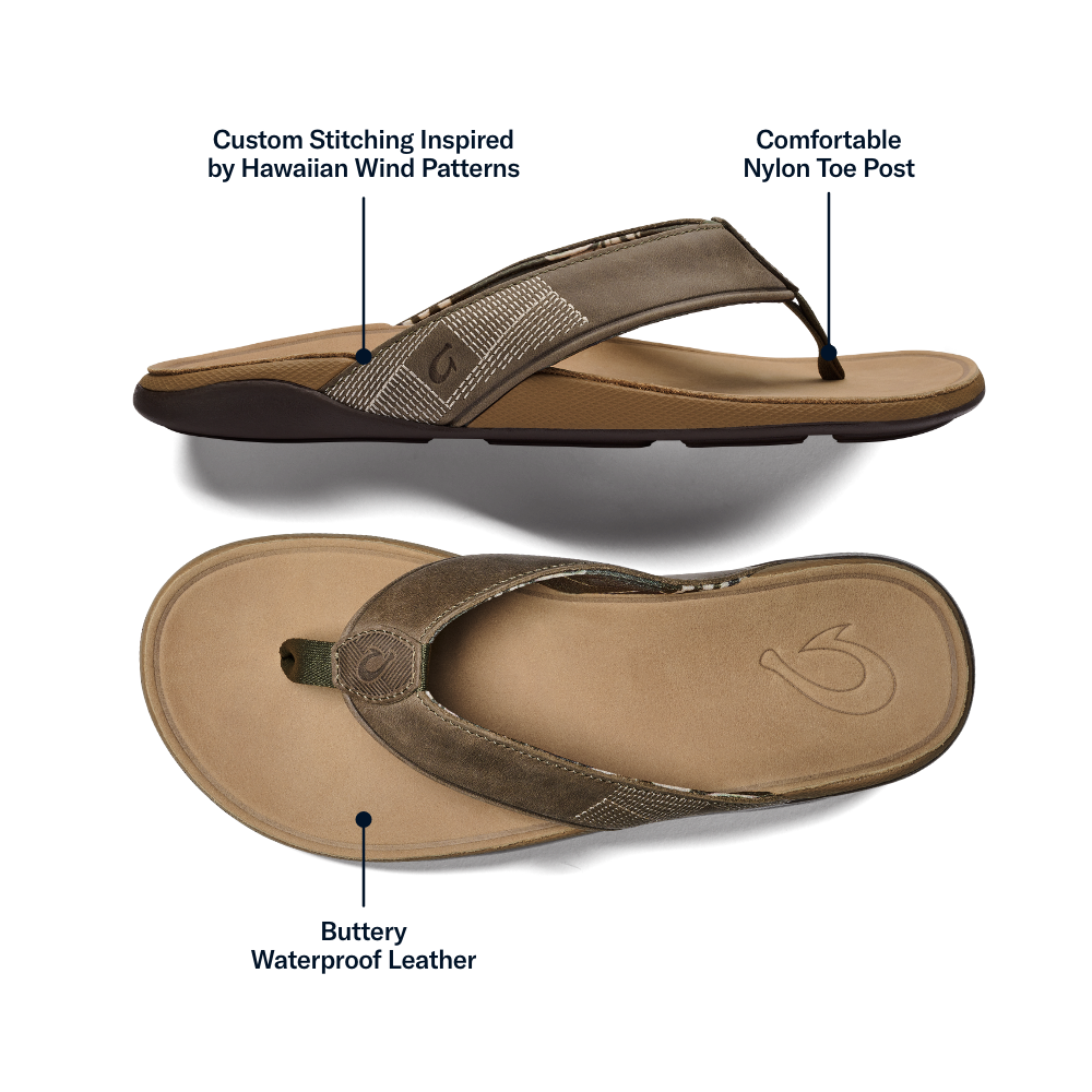 OluKai Tuahine Men's Waterproof Leather Beach Sandals - Men