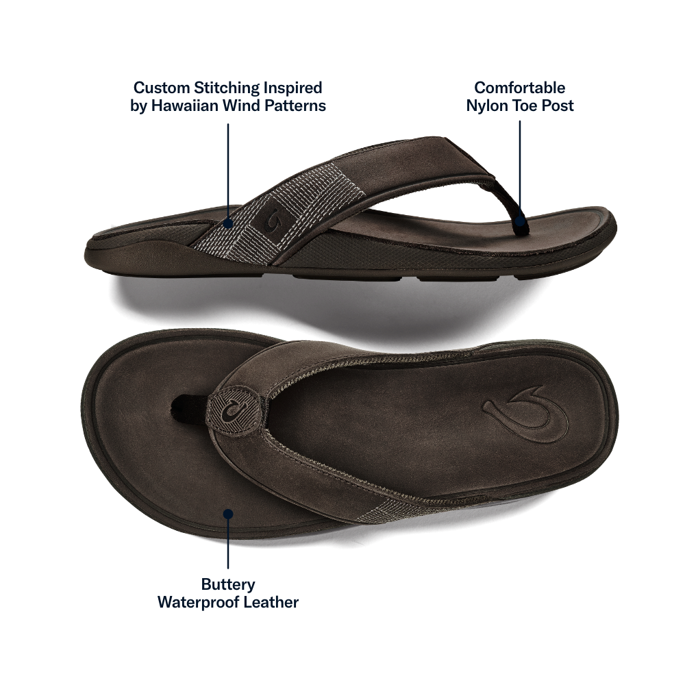 OluKai Tuahine Men's Waterproof Leather Beach Sandals - Men