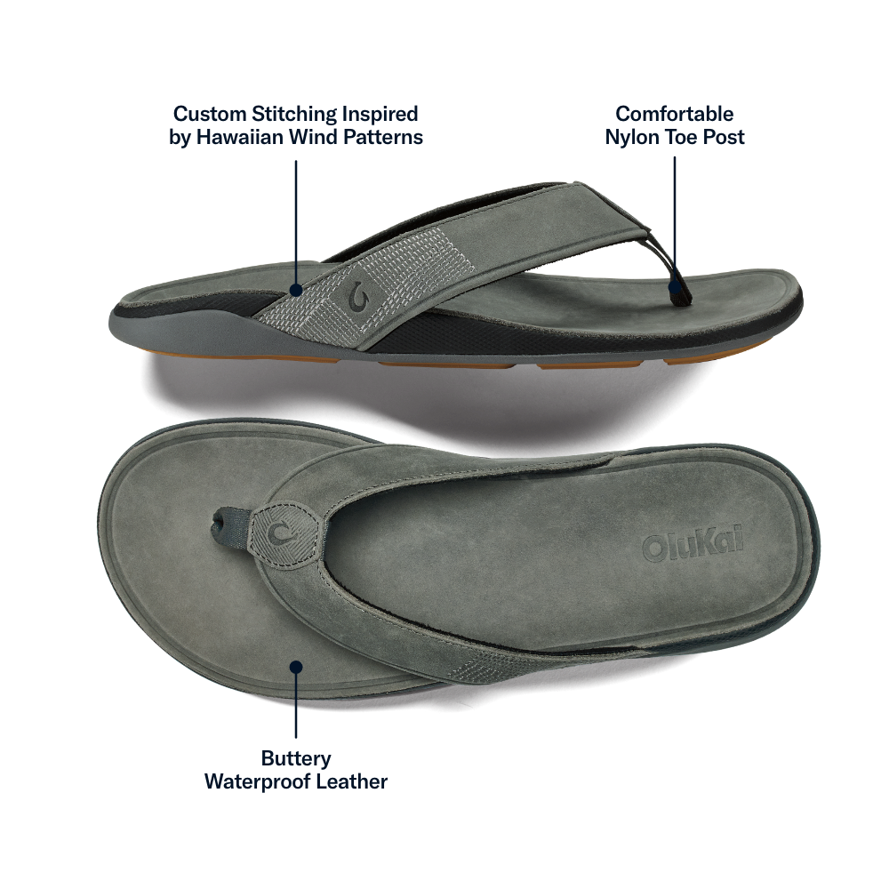 OluKai Tuahine Men's Waterproof Leather Beach Sandals - Men